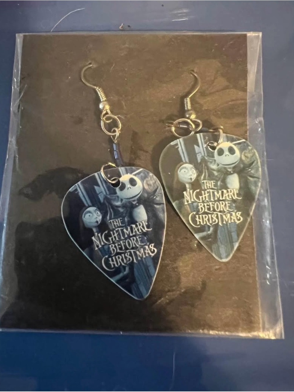 Nightmare Before Christmas guitar pick earrings